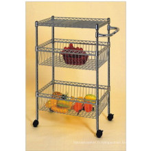 Chromé Chrome Home Home Kitchen Basket Rack / Chariot à panier (CJ-B1020)